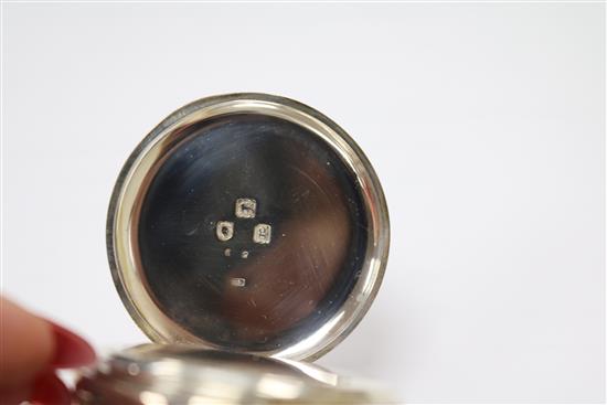 An Edwardian silver keyless lever open face pocket watch by Dent of Cockspur Street, London.